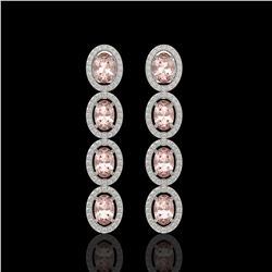 6.09 CTW Morganite & Diamond Halo Earrings 10K White Gold - REF-130W8F - 40514
