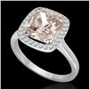 Image 2 : 3 CTW Morganite & Micro Pave VS/SI Diamond Halo Solitaire Ring 18K White Gold - REF-72M2H - 22846