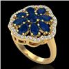 Image 1 : 4 CTW Sapphire & VS/SI Diamond Cluster Designer Halo Ring 10K Yellow Gold - REF-60Y9K - 20787