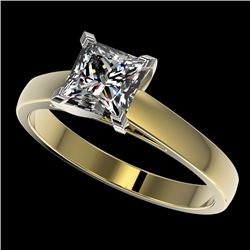 1.25 CTW Certified VS/SI Quality Princess Diamond Solitaire Ring 10K Yellow Gold - REF-372H3A - 3301