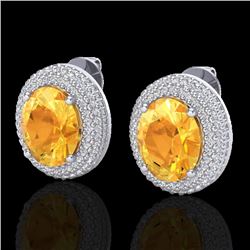 8 CTW Citrine & Micro Pave VS/SI Diamond Earrings 18K White Gold - REF-151A6X - 20221