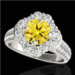 2.81 CTW Certified Si/I Fancy Intense Yellow Diamond Solitaire Halo Ring 10K White Gold - REF-361F8N