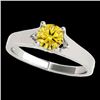 Image 1 : 1 CTW Certified Si/I Fancy Intense Yellow Diamond Solitaire Ring 10K White Gold - REF-163X6T - 35162
