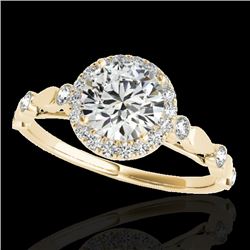 1.25 CTW H-SI/I Certified Diamond Solitaire Halo Ring 10K Yellow Gold - REF-160A2X - 33618