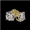 Image 4 : 1.11 CTW Certified H-SI/I Quality Diamond Solitaire Stud Earrings 10K Yellow Gold - REF-94K5W - 3658