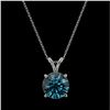 Image 4 : 2 CTW Certified Intense Blue SI Diamond Solitaire Necklace 10K White Gold - REF-343W2F - 33236