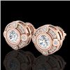 Image 1 : 1.5 CTW VS/SI Diamond Solitaire Art Deco Stud Earrings 18K Rose Gold - REF-263M6H - 36981