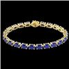 Image 2 : 29 CTW Sapphire Eternity Designer Inspired Tennis Bracelet 14K Yellow Gold - REF-137K5W - 23390