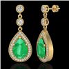 Image 2 : 6 CTW Emerald & Micro Pave VS/SI Diamond Earrings Designer 18K Yellow Gold - REF-93X8T - 23116