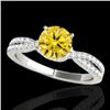 Image 1 : 1.3 CTW Certified Si/I Fancy Intense Yellow Diamond Solitaire Ring 10K White Gold - REF-174M5H - 352