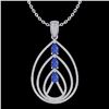 Image 2 : 2 CTW Tanzanite & Micro VS/SI Diamond Designer Necklace 18K White Gold - REF-138A2X - 22473