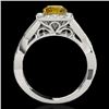 Image 2 : 2 CTW Certified Si/I Fancy Intense Yellow Diamond Solitaire Halo Ring 10K White Gold - REF-345A5X - 