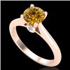 Image 1 : 1.08 CTW Intense Fancy Yellow Diamond Engagement Art Deco Ring 18K Rose Gold - REF-236A4X - 38205