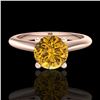 Image 2 : 1.08 CTW Intense Fancy Yellow Diamond Engagement Art Deco Ring 18K Rose Gold - REF-236A4X - 38205