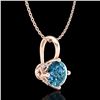 Image 4 : 0.82 CTW Fancy Intense Blue Diamond Solitaire Art Deco Necklace 18K Rose Gold - REF-103H6A - 37804