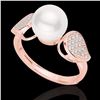 Image 2 : 0.27 CTW Micro Pave VS/SI Diamond & Pearl Designer Ring 14K Rose Gold - REF-39W3F - 22644