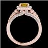 Image 2 : 2 CTW Certified Si/I Fancy Intense Yellow Diamond Solitaire Halo Ring 10K Rose Gold - REF-309H3A - 3