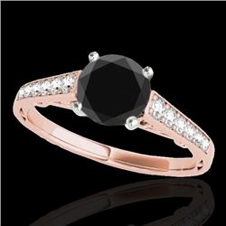 1.35 CTW Certified VS Black Diamond Solitaire Ring 10K Rose Gold - REF-53H3A - 34911