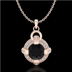1.57 CTW Fancy Black Diamond Solitaire Micro Pave Stud Necklace 18K Rose Gold - REF-106N4Y - 37633