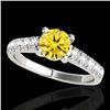Image 1 : 1.55 CTW Certified Si/I Fancy Intense Yellow Diamond Solitaire Ring 10K White Gold - REF-207H3A - 35