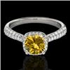 Image 1 : 1.5 CTW Certified Si/I Fancy Intense Yellow Diamond Solitaire Halo Ring 10K White Gold - REF-177Y6K 