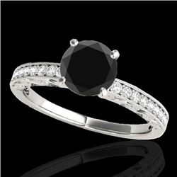 1.43 CTW Certified VS Black Diamond Solitaire Antique Ring 10K White Gold - REF-54Y4K - 34615