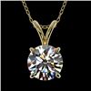 Image 1 : 1.01 CTW Certified H-SI/I Quality Diamond Solitaire Necklace 10K Yellow Gold - REF-147Y2K - 36755