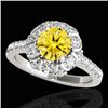 Image 1 : 2.05 CTW Certified Si/I Fancy Intense Yellow Diamond Solitaire Halo Ring 10K White Gold - REF-245F5N