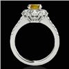 Image 2 : 2.05 CTW Certified Si/I Fancy Intense Yellow Diamond Solitaire Halo Ring 10K White Gold - REF-245F5N