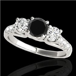 3.25 CTW Certified VS Black Diamond 3 Stone Ring 10K White Gold - REF-254Y5K - 35451