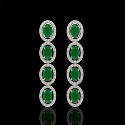 6.47 CTW Emerald & Diamond Halo Earrings 10K White Gold - REF-114Y2K - 40502