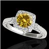 Image 1 : 1.7 CTW Certified Si/I Fancy Intense Yellow Diamond Solitaire Halo Ring 10K White Gold - REF-178F2N 