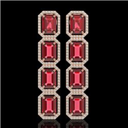 19.44 CTW Tourmaline & Diamond Halo Earrings 10K Rose Gold - REF-290W9F - 41589