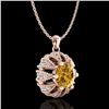 Image 4 : 1.2 CTW Intense Fancy Yellow Diamond Art Deco Stud Necklace 18K Rose Gold - REF-134M5H - 37743