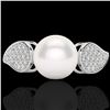 Image 1 : 0.27 CTW Micro Pave VS/SI Diamond & Pearl Designer Ring 18K White Gold - REF-45N3Y - 22643