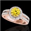 Image 1 : 1.5 CTW Certified Si/I Fancy Intense Yellow Diamond Solitaire Halo Ring 10K Rose Gold - REF-180F2N -