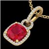 Image 1 : 3 CTW Ruby & Micro VS/SI Diamond Necklace 18K Yellow Gold - REF-76N4Y - 22989