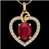 Image 1 : 4 CTW Ruby & VS/SI Diamond Designer Heart Necklace 14K Yellow Gold - REF-81M8H - 20495