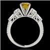 Image 2 : 2.5 CTW Certified Si/I Fancy Intense Yellow Diamond Pave Solitaire Ring 10K White Gold - REF-327A3X 