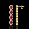 Image 2 : 6.47 CTW Ruby & Diamond Halo Earrings 10K Yellow Gold - REF-114W2F - 40507