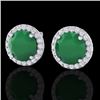 Image 1 : 4 CTW Emerald & Halo VS/SI Diamond Micro Pave Earrings Solitaire 18K White Gold - REF-80M2H - 21491
