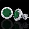 Image 2 : 4 CTW Emerald & Halo VS/SI Diamond Micro Pave Earrings Solitaire 18K White Gold - REF-80M2H - 21491