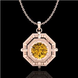 0.75 CTW Intense Fancy Yellow Diamond Art Deco Stud Necklace 18K Rose Gold - REF-153W6F - 37463