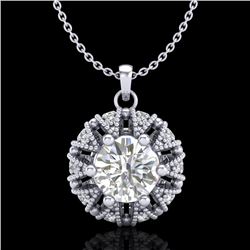 1.2 CTW VS/SI Diamond Art Deco Micro Pave Stud Necklace 18K White Gold - REF-220M2H - 36998