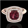 Image 1 : 2.27 CTW Garnet & Micro VS/SI Diamond Pave Halo Ring 14K Rose Gold - REF-55T3M - 20761