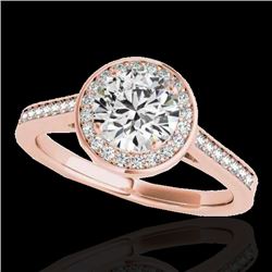 1.33 CTW H-SI/I Certified Diamond Solitaire Halo Ring 10K Rose Gold - REF-174A5X - 33509