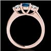 Image 2 : 2 CTW Si Certified Fancy Blue Diamond 3 Stone Solitaire Ring 10K Rose Gold - REF-281N8Y - 35391