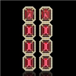 19.44 CTW Tourmaline & Diamond Halo Earrings 10K Yellow Gold - REF-290F9N - 41590