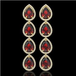 9.25 CTW Garnet & Diamond Halo Earrings 10K Yellow Gold - REF-151W3F - 41329