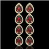 Image 1 : 9.25 CTW Garnet & Diamond Halo Earrings 10K Yellow Gold - REF-151W3F - 41329
